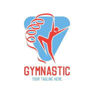 jimnastik spor logosu, sloganı için metin alanı ile / etiket satırı, vektör çizim