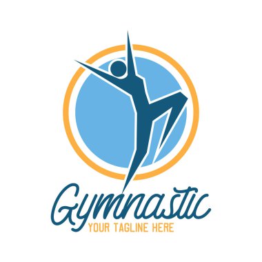 jimnastik spor logosu, sloganı için metin alanı ile / etiket satırı, vektör çizim