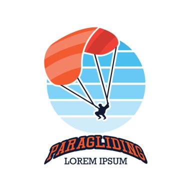 yamaç paraşütü logosu, sloganı için metin alanı ile / etiket satırı, vektör çizim