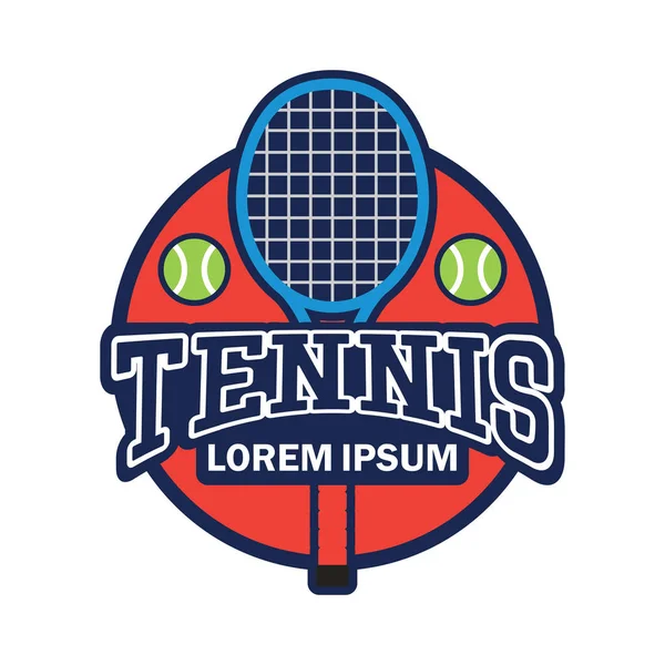 あなたのスローガンのテキスト領域を持つテニス裁判所ロゴ タグライン ベクトル イラスト — ストックベクタ
