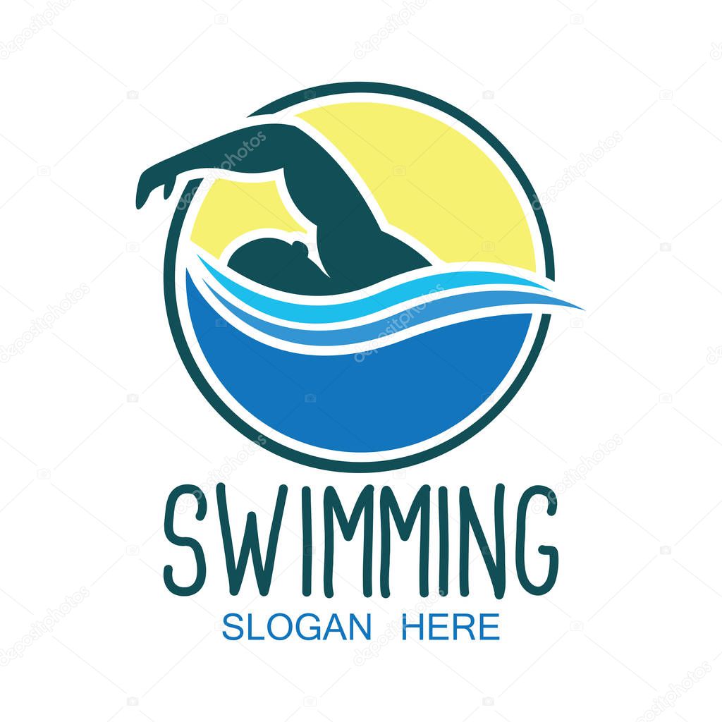 swimming logo with text space for your slogan / tag line, vector illustration