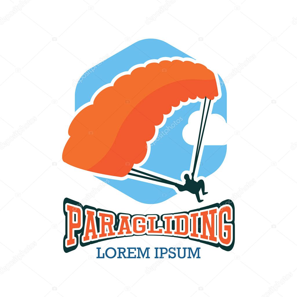 paragliding logo with text space for your slogan / tag line, vector illustration