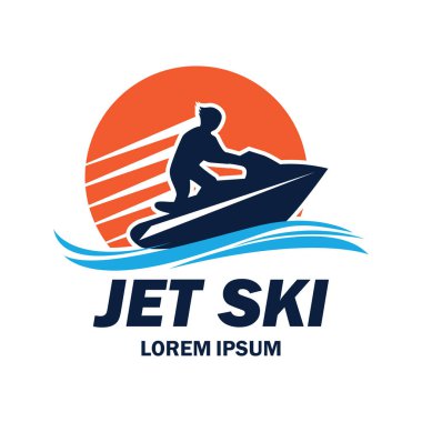 Jet ski logosu, sloganı için metin alanı ile / etiket satırı, vektör çizim