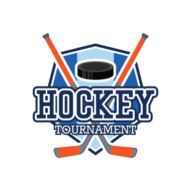 Hokey logosu, sloganı için metin alanı ile / etiket satırı, vektör çizim