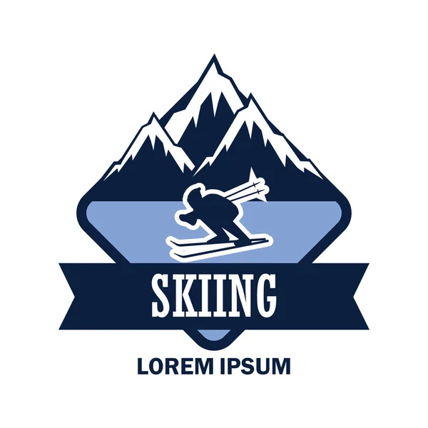 あなたのスローガンのテキスト領域を持つスキーのロゴ タグライン ベクトル イラスト — ストックベクタ