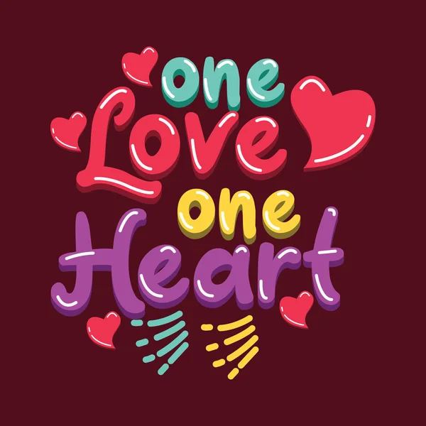 Inspirativní Citát One Love Jednoho Srdce Lásky Pozadí Konceptu — Stockový vektor