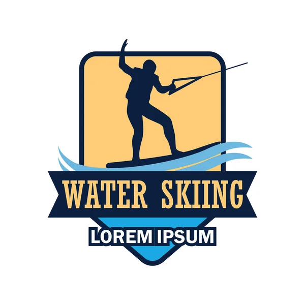su kayağı logosu, sloganı için metin alanı ile / etiket satırı, vektör çizim