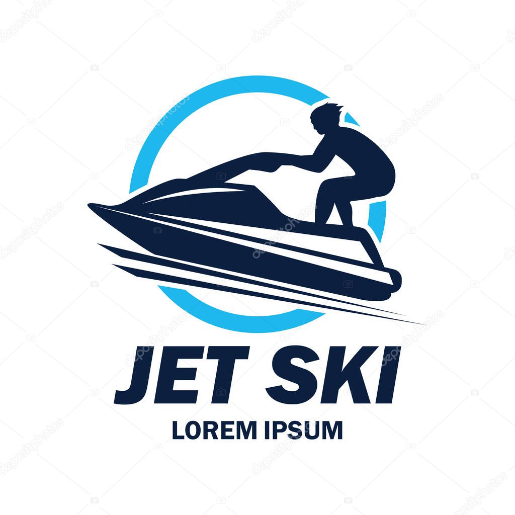 Jet ski logo with text space for your slogan / tag line, vector illustration