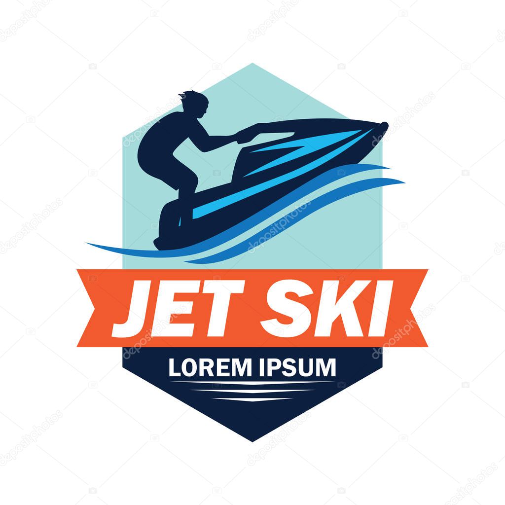 Jet ski logo with text space for your slogan / tag line, vector illustration
