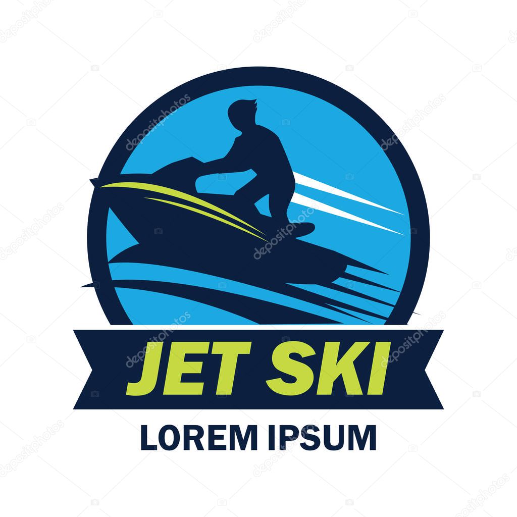 Jet ski logo with text space for your slogan / tag line, vector illustration