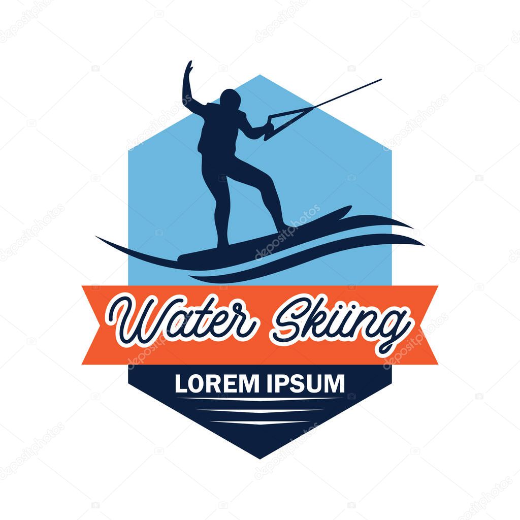 Water skiing logo with text space for your slogan / tag line, vector illustration