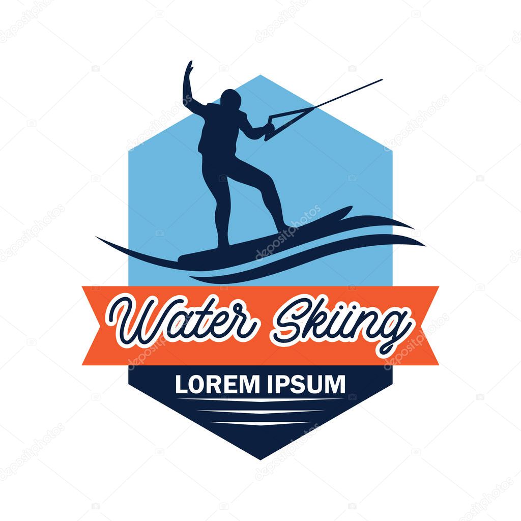 water skiing logo with text space for your slogan / tag line, vector illustration