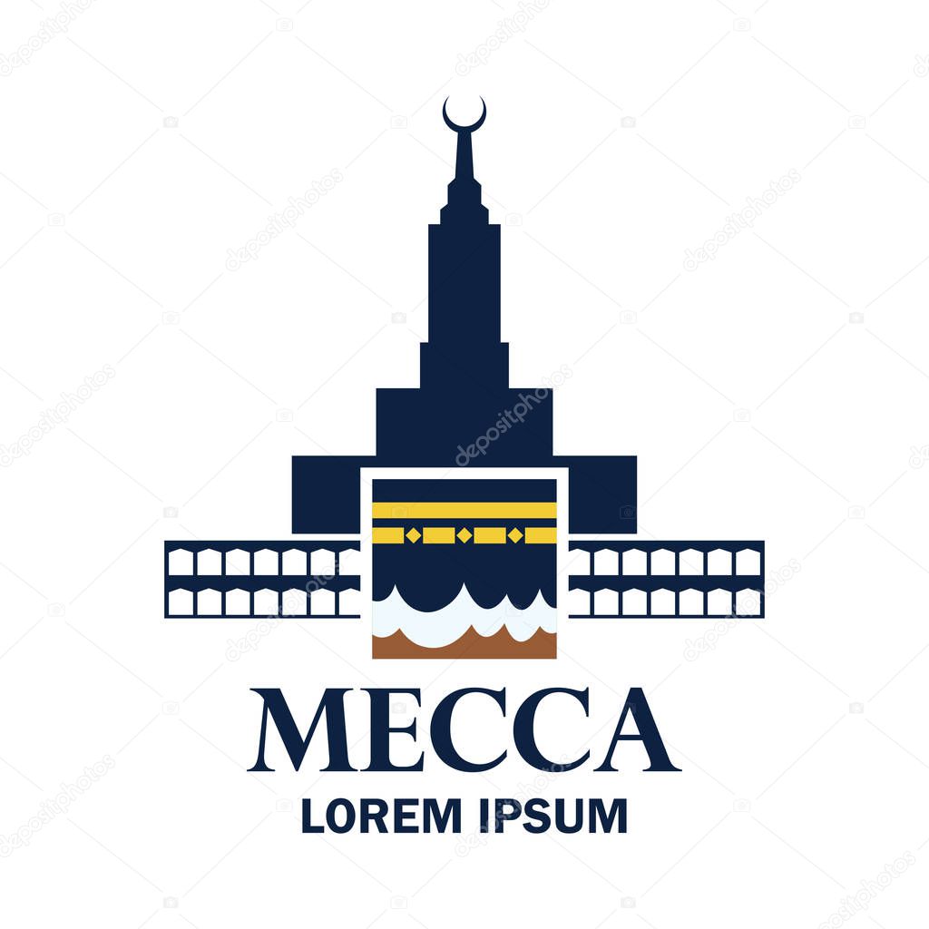 Makkah kaaba hajj omra logo with text space for your slogan / tag line, vector illustration