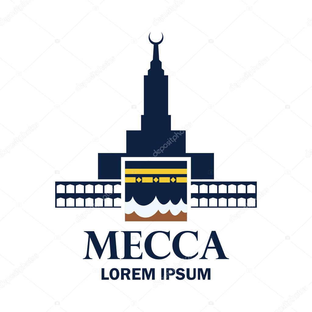 makkah kaaba hajj omra logo with text space for your slogan / tag line, vector illustration