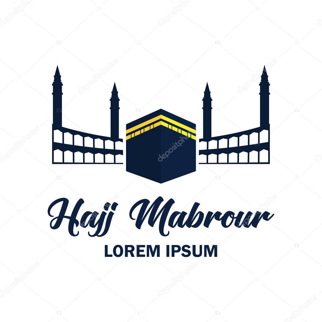 Makkah kaaba hajj omra logo with text space for your slogan / tag line, vector illustration