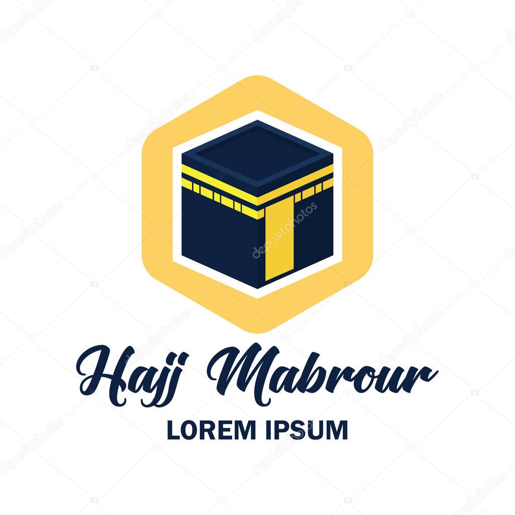 Makkah kaaba hajj omra logo with text space for your slogan / tag line, vector illustration
