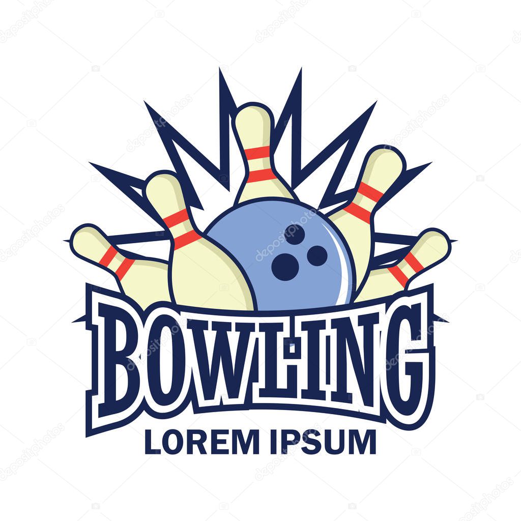 bowling logo with text space for your slogan / tag line, vector illustration