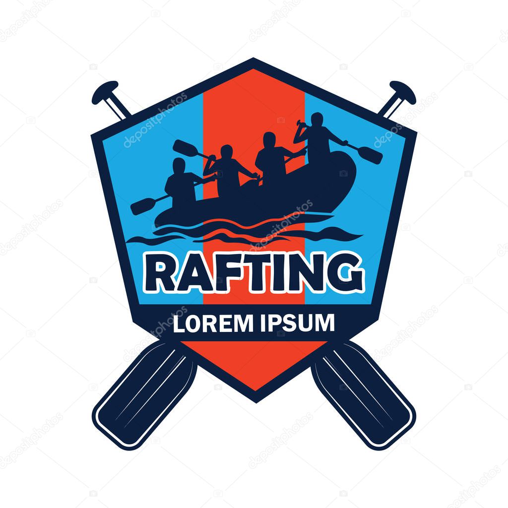 Rafting logo with text space for your slogan / tag line, vector illustration