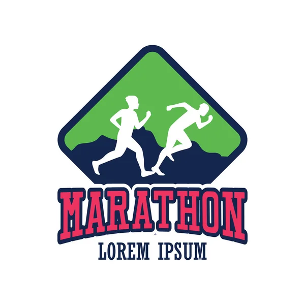 Corrida Corrida Pessoas Maratona Esporte Atividade Logotipo Ilustração Vetorial — Vetor de Stock
