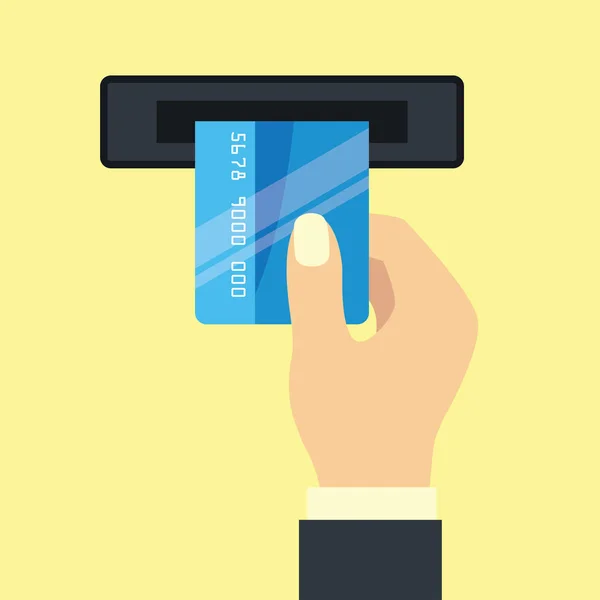 Mãos Segurando Cartão Crédito Para Conceito Negócio Ilustração Vetorial — Vetor de Stock