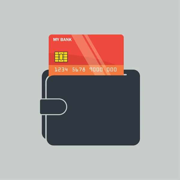 信用卡卡在钱包里 经营理念 矢量插图 — 图库矢量图片