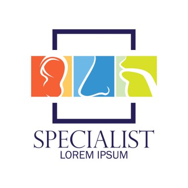 Otolaryngologists klinik kavramı için kulak burun boğaz (KBB) logo. vektör çizim