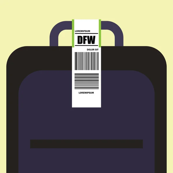 Luggage Tag Label Suitcase Dallas United States Country Code Barcode — Stock Vector