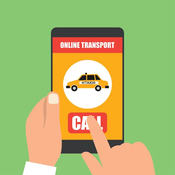 Такси Онлайн Транспорт Смартфоне Приложение Векторная Иллюстрация — стоковый вектор
