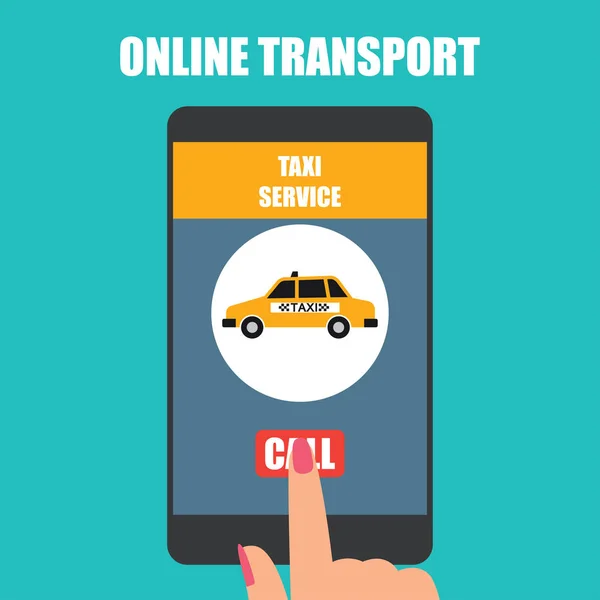 Такси Онлайн Транспорт Смартфоне Приложение Векторная Иллюстрация — стоковый вектор