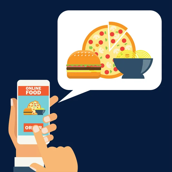Χέρι Που Κρατά Κινητό Τηλέφωνο Για Online Αγορές Τροφίμων Εικονογράφηση — Διανυσματικό Αρχείο