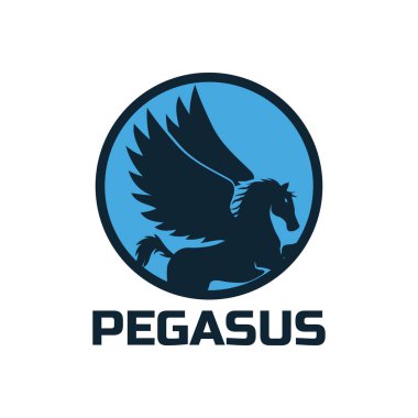 Beyaz arka plan üzerinde izole Pegasus logosunu görmeniz gerekir. Vektör çizim