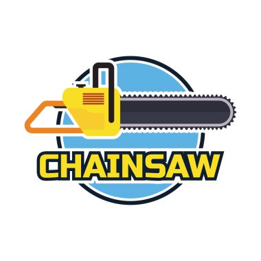 Beyaz arka plan üzerinde izole Chainsaw logosunu görmeniz gerekir. Vektör çizim