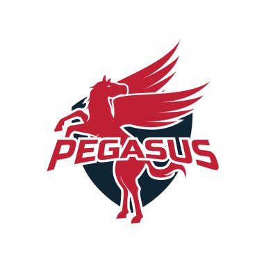 Beyaz arka plan üzerinde izole Pegasus logosunu görmeniz gerekir. Vektör çizim