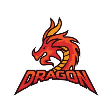 Beyaz arka plan üzerinde izole Dragon logosunu görmeniz gerekir. Vektör çizim
