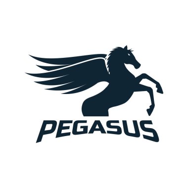 Beyaz arka plan üzerinde izole Pegasus logosunu görmeniz gerekir. Vektör çizim