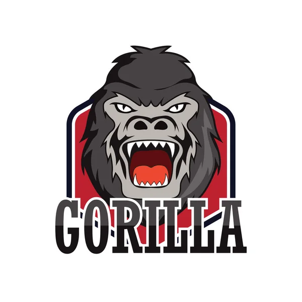 Gorilla Logo Isolated White Background Vector Illustration — Stock Vector
