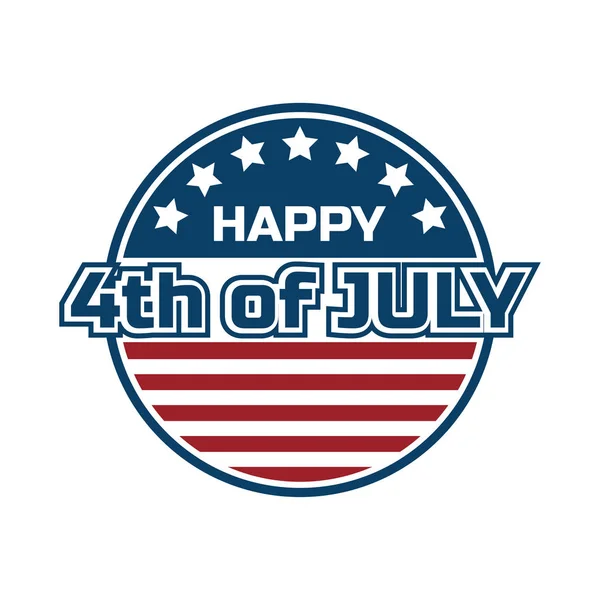 Happy 4Th July Logo Isolated White Background Vector Illustration — Stock Vector