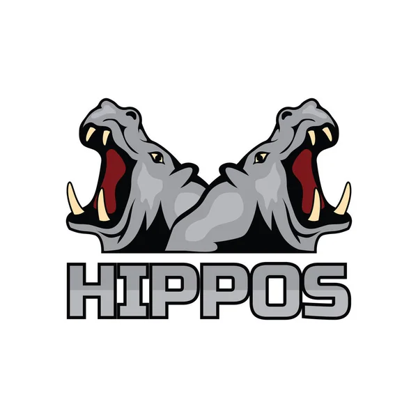 Logotipo Hipopótamo Isolado Fundo Branco Ilustração Vetorial — Vetor de Stock