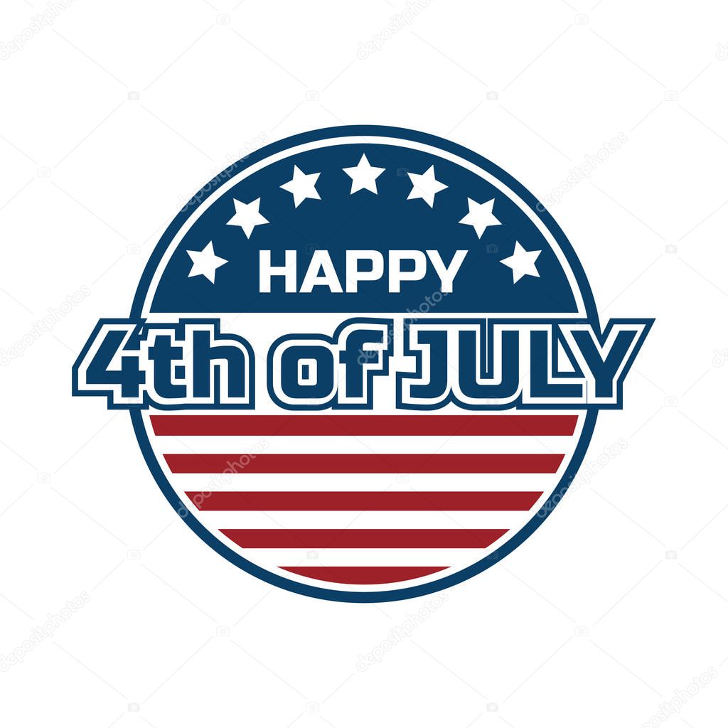 Happy 4th of July logo isolated on white background. Vector illustration