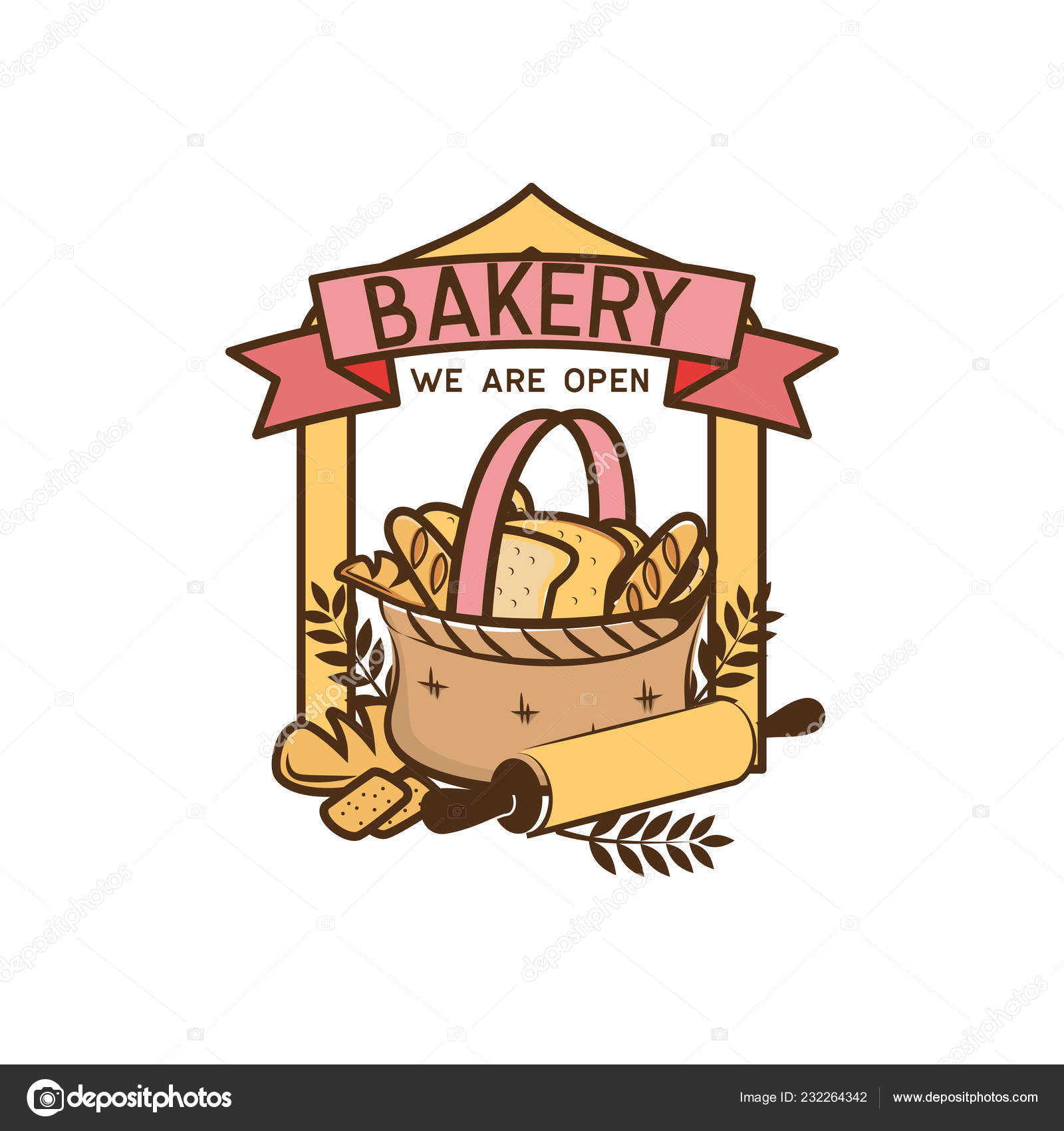 Logo Toko Roti Diisolasi Pada Latar Belakang Putih Ilustrasi Vektor ...