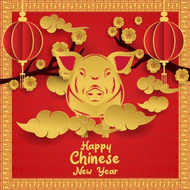 mutlu çene yeni yıl kartı, vektör çizim