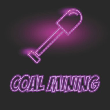 menekşe kömür madenciliği Insignia neon etkisi ile. vektör çizim