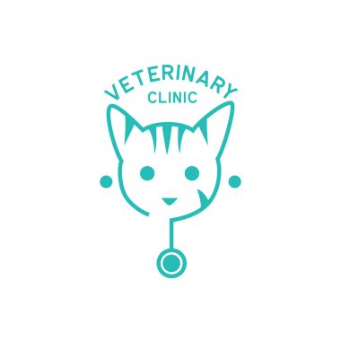 Beyaz arka plan üzerinde vektör illüstrasyon izole hayvan hastalıklarıyla ilgili klinik logosu