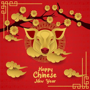 Mutlu çene yeni yıl tebrik kartı, vektör çizim