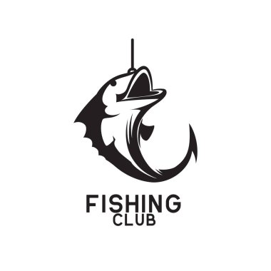 metin alanı için sloganınız ile Balık tutma logo / etiket satırı, vektör çizim