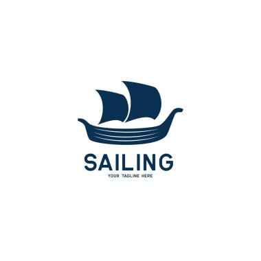 yelken logosu, sloganı için metin alanı ile / etiket satırı, vektör çizim