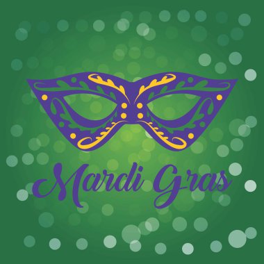 mavi Mardi Gras yazıt. maske karnaval parti dekorasyon için. vektör çizim 