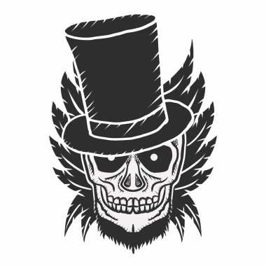 Beyaz arka plan üzerinde izole kafatası vektör çizim