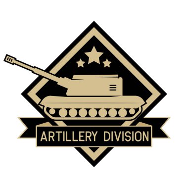 topçu tümeni amblemi, ordu rozet logosu beyaz arka plan üzerinde vektör illüstrasyon izole 