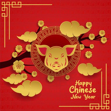 Mutlu çene yeni yıl tebrik kartı, vektör çizim